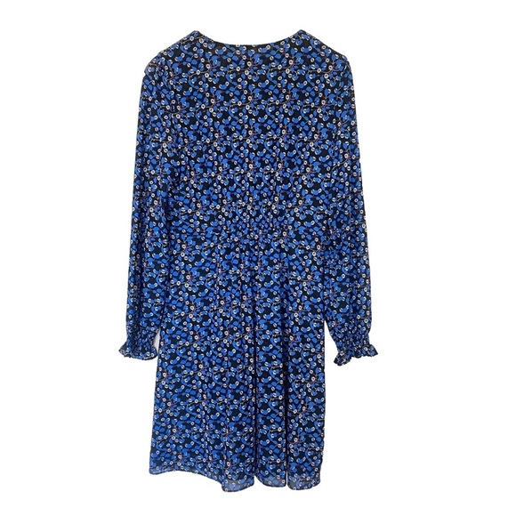 CAbi The Ten Dress Womens Large V-Neck Blue Floral Long Sleeve Lined #5772 - Picture 3 of 10